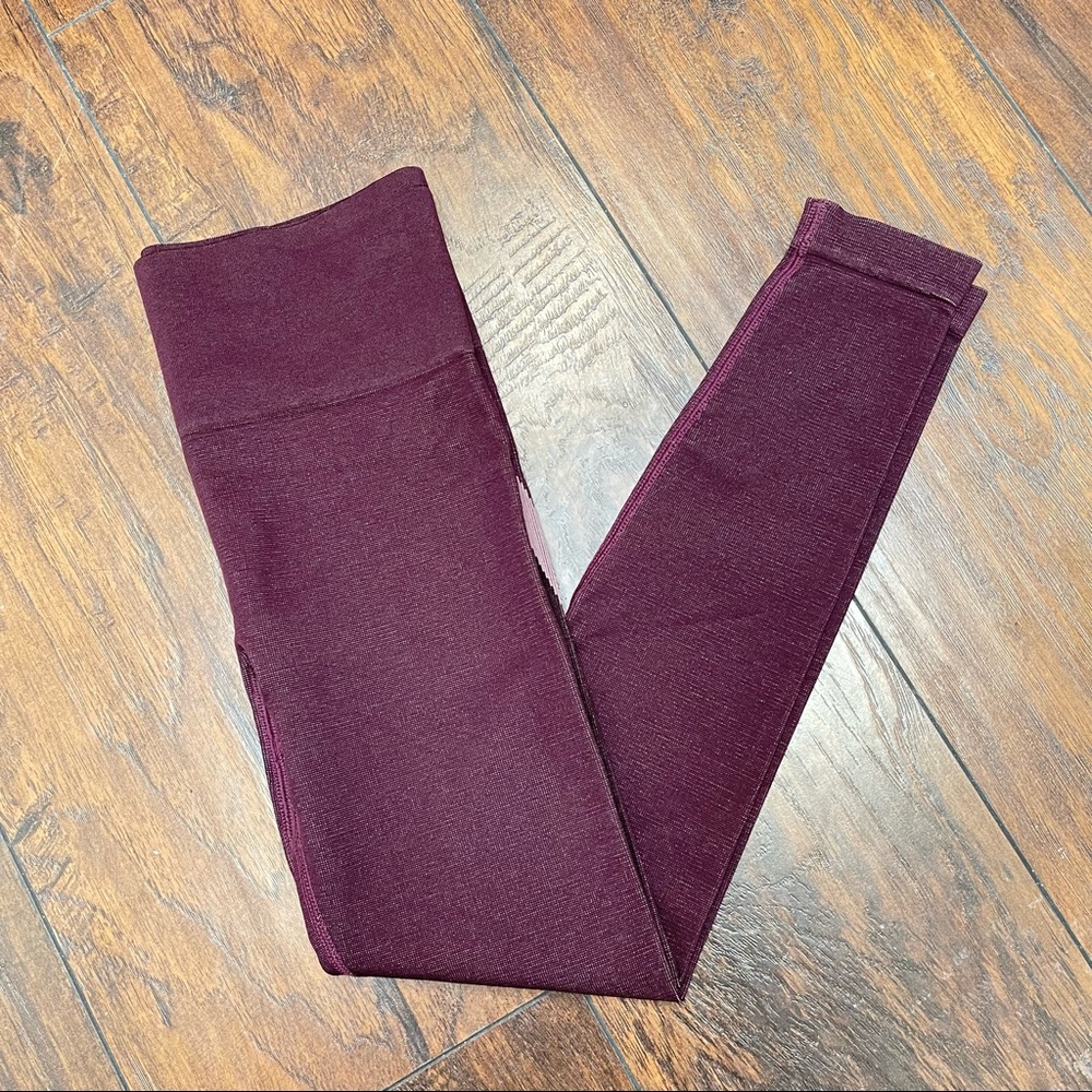 NEW Spanx Look at Me Now Seamless Track Stripe Legging Size XS 50232R Jammy Plum - Picture 3 of 5